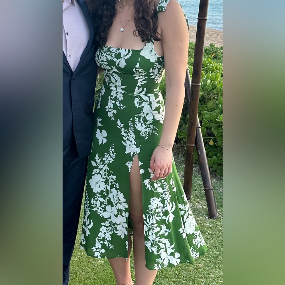 REFORMATION green and white floral dress